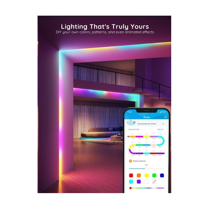 Govee - Ruban connecté Wi-Fi RGBIC PRO LED 10m