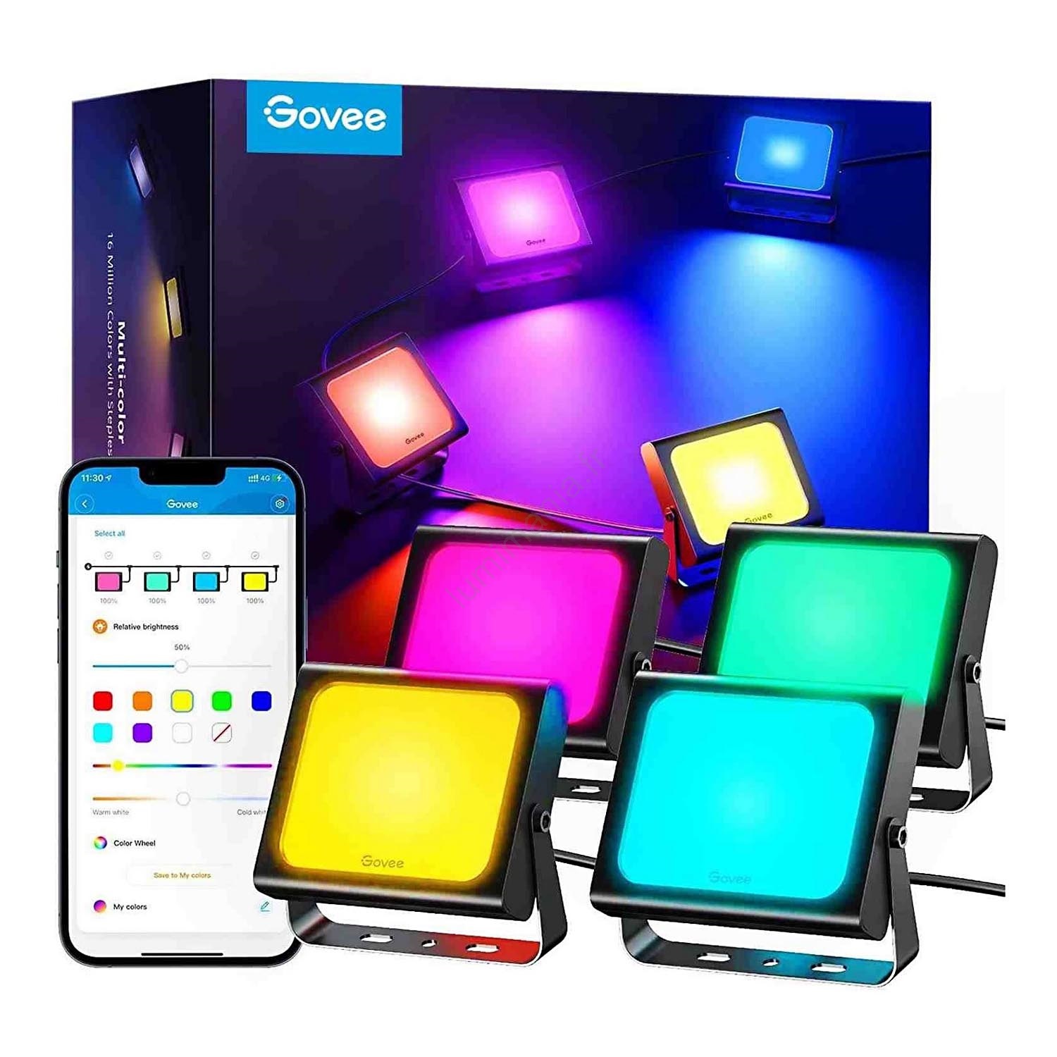 4 Coins Extérieurs LED OL-53 - Pareto-Decor, Blanc, 200mm, éclairage Indirect