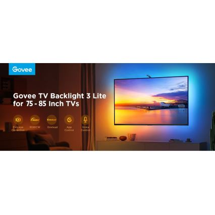 Govee - TV Backlight 3 Lite TV 75-85 SMART LED rétroéclairage RGBICW Wi-Fi IP67