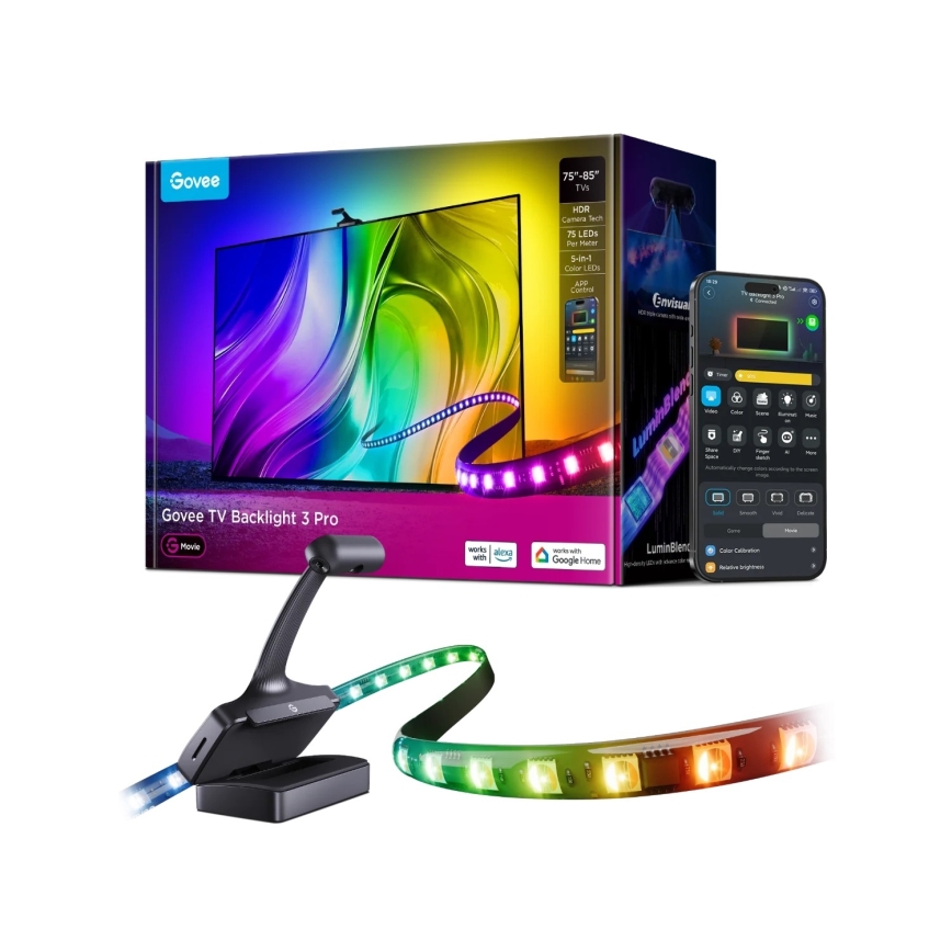 Govee - TV Backlight 3 Pro 75-85 Rétroéclairage TV LED intelligent RGBIC Wi-Fi