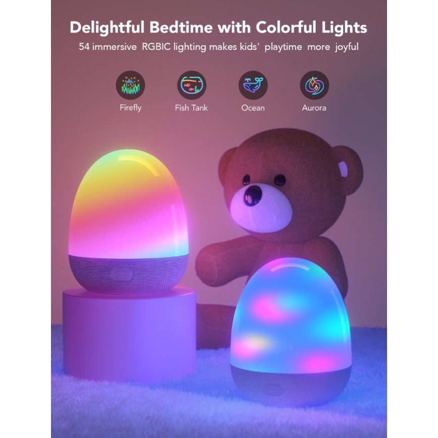 Govee - Veilleuse connectée RGBIC LED avec haut-parleur Wi-Fi
