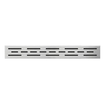 Grille d'évacuation 49,5 x 2,3 cm en inox, finition argentée