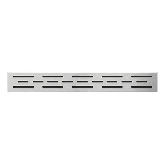 Grille d'évacuation 49,5 x 2,3 cm en inox, finition argentée