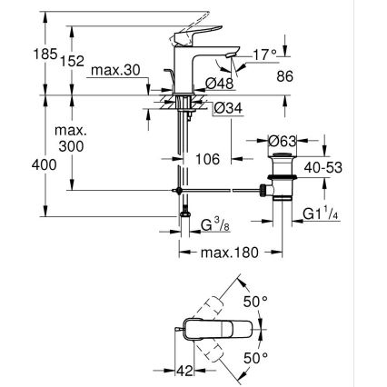 GROHE 1018562430 - Mitigeur de lavabo DICE S noir