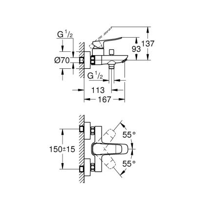 GROHE 1018720000 - Mitigeur de baignoire DICE, finition chrome brillant