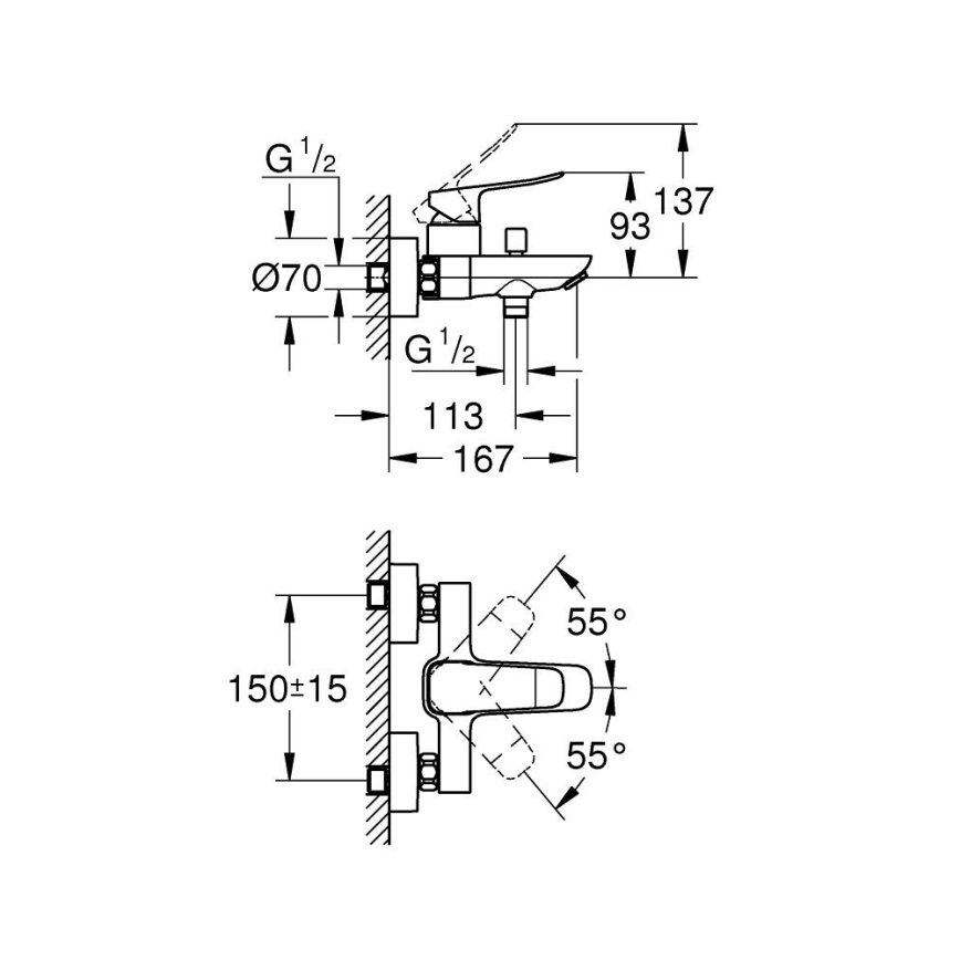 GROHE 1018722430 - Mitigeur de baignoire DICE noir
