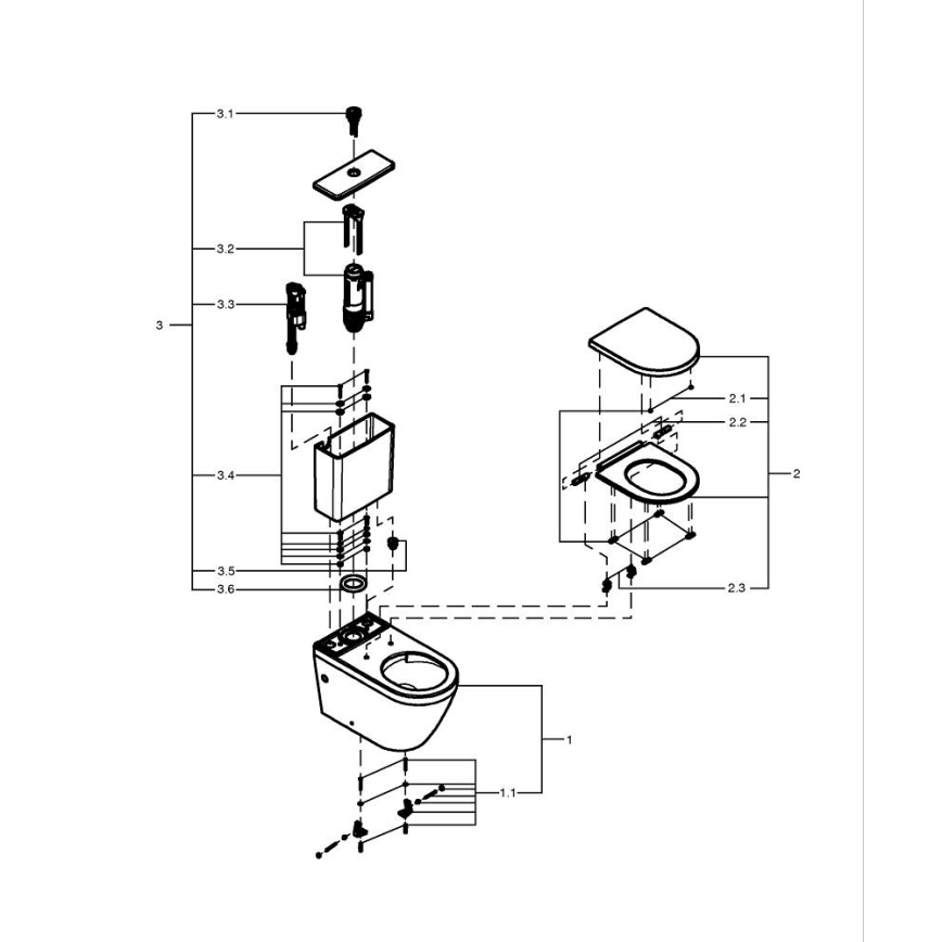 GROHE 102513SH00 - Ensemble WC EURO CERAMIC 67,3 x 37,6 x 79,2 cm céramique/blanc