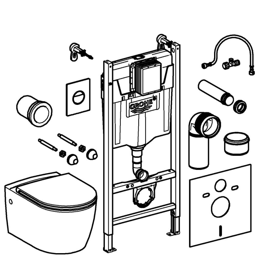 GROHE 103843SH00 - Ensemble 5-en-1 SOLIDO COMPACT 1,13 m, en céramique, finition blanche