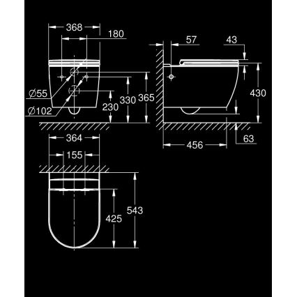 GROHE 103848SH00 - Cuvette suspendue START ROUND CERAMIC 368 × 543 mm blanc durable