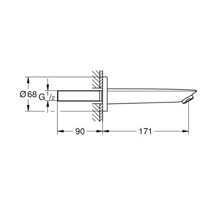 GROHE 13255001 - Bonde de baignoire BAUCOSMOPOLITAN 171 mm, chrome poli