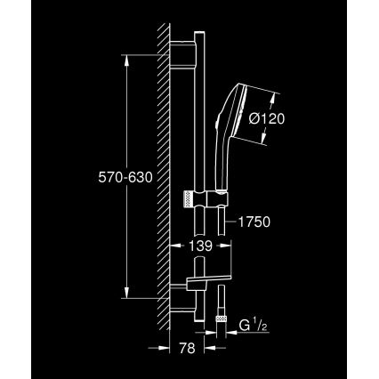 GROHE 134866GN00 - Kit de douche VITALIO JOY+ 120 mm doré