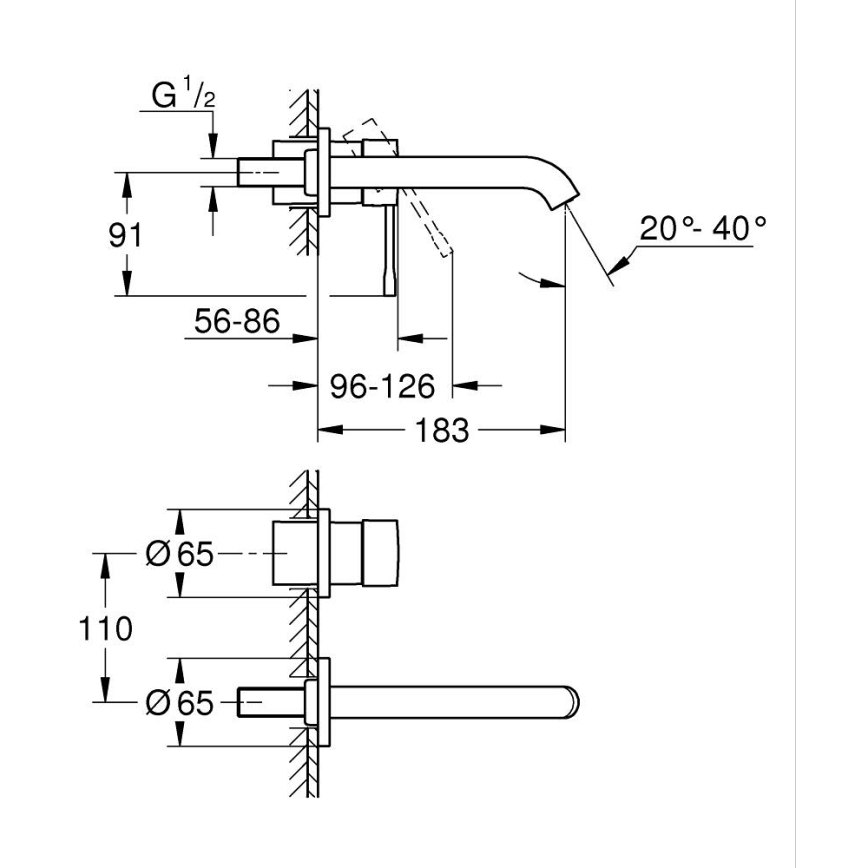 GROHE 19408DL1 - Batterie de lavabo à deux trous ESSENCE 183 mm cuivrée