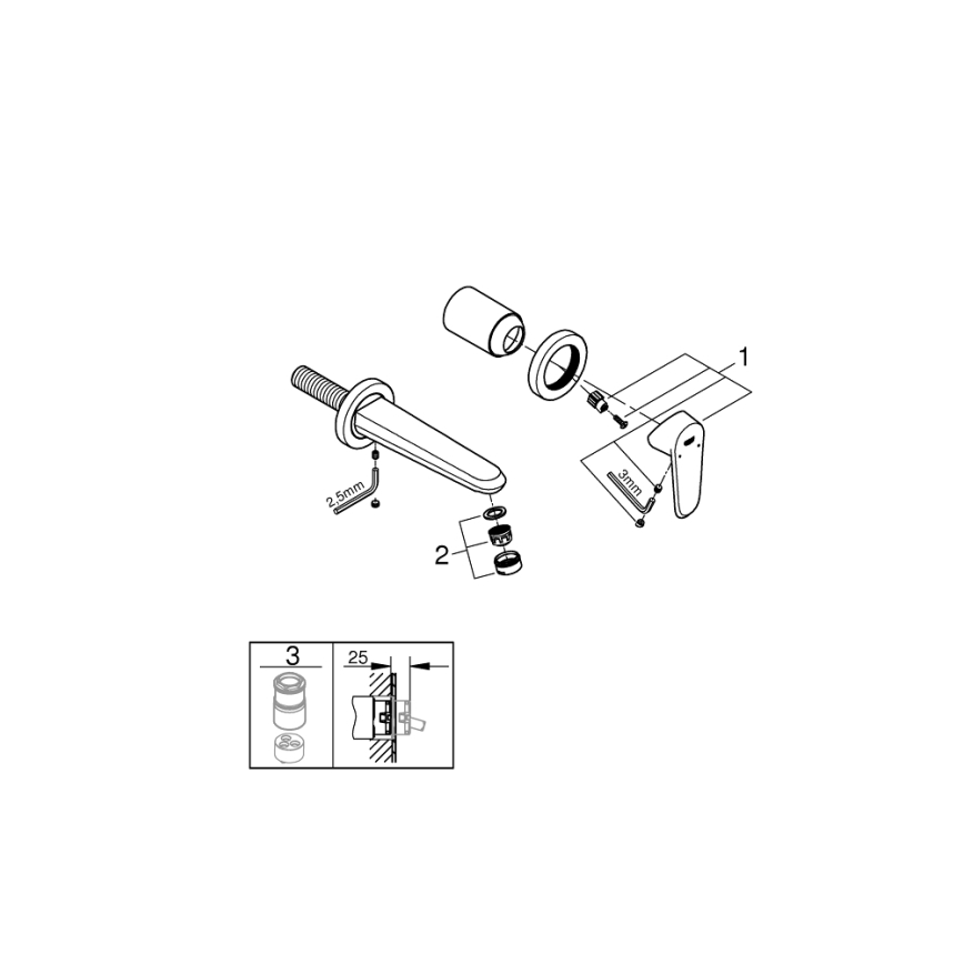 GROHE 19573002 - Mitigeur pour lavabo à deux trous EURODISC COSMOPOLITAN 11 x 17 cm chrome