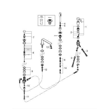 GROHE 19577001 - Ensemble baignoire 4 trous LINEARE chromé brillant
