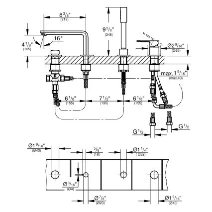 GROHE 19577001 - Mitigeur de baignoire 4 trous LINEARE, chrome brillant