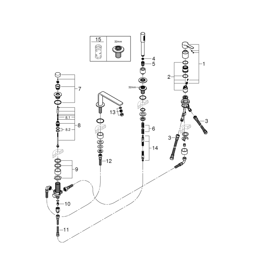 GROHE 19577001 - Mitigeur de baignoire 4 trous LINEARE, chrome brillant