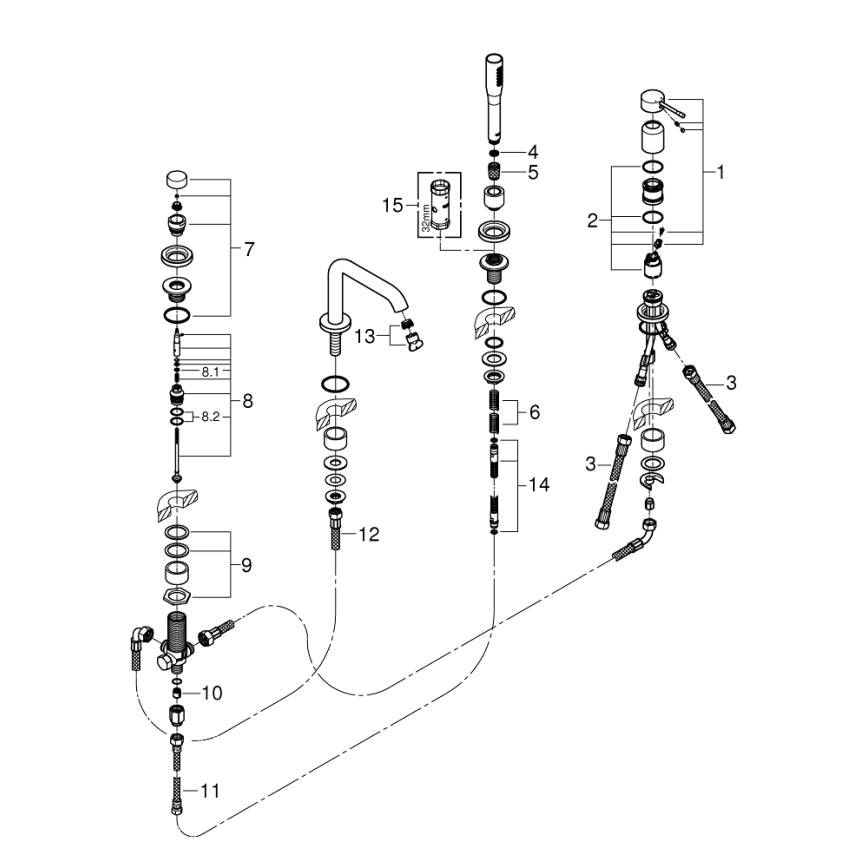 GROHE 19578DC1 - Mitigeur bain 4 trous ESSENCE en acier inoxydable
