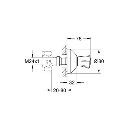 GROHE 19808001 - Élément supérieur pour vanne encastrée COSTA L, chrome brillant