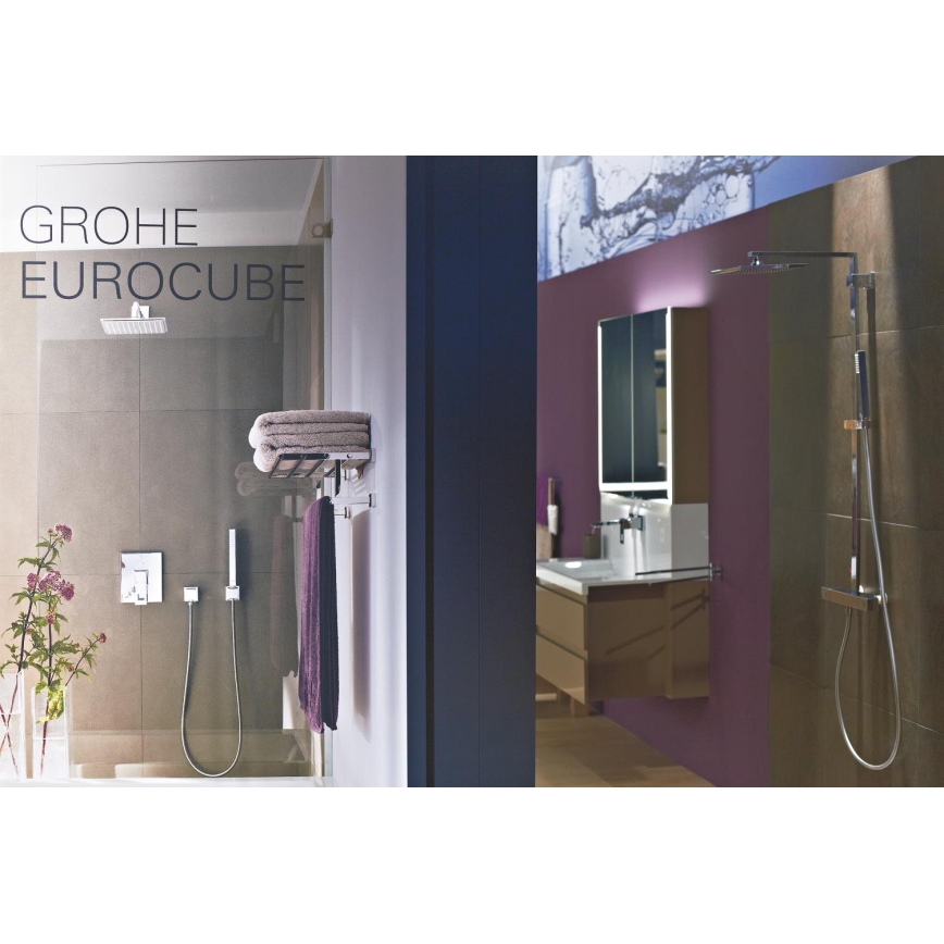 GROHE 19895000 - Mitigeur pour lavabo 2 trous EUROCUBE 171 mm, chrome brillant