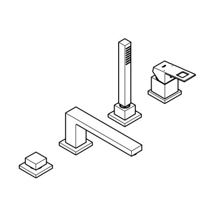 GROHE 19897001 - Mitigeur de baignoire quatre trous EUROCUBE chrome brillant