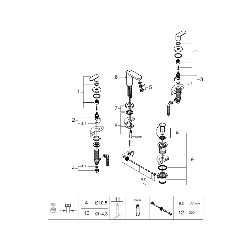 GROHE 20187000-Mitigeur 3 trous pour lavabo EUROSMART COSMOPOLITAN DN 15 chromé
