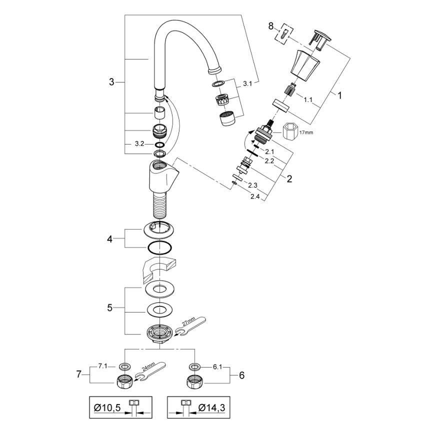 GROHE 20393001 - Mitigeur monocommande pour lavabo COSTA L DN 15, chrome brillant