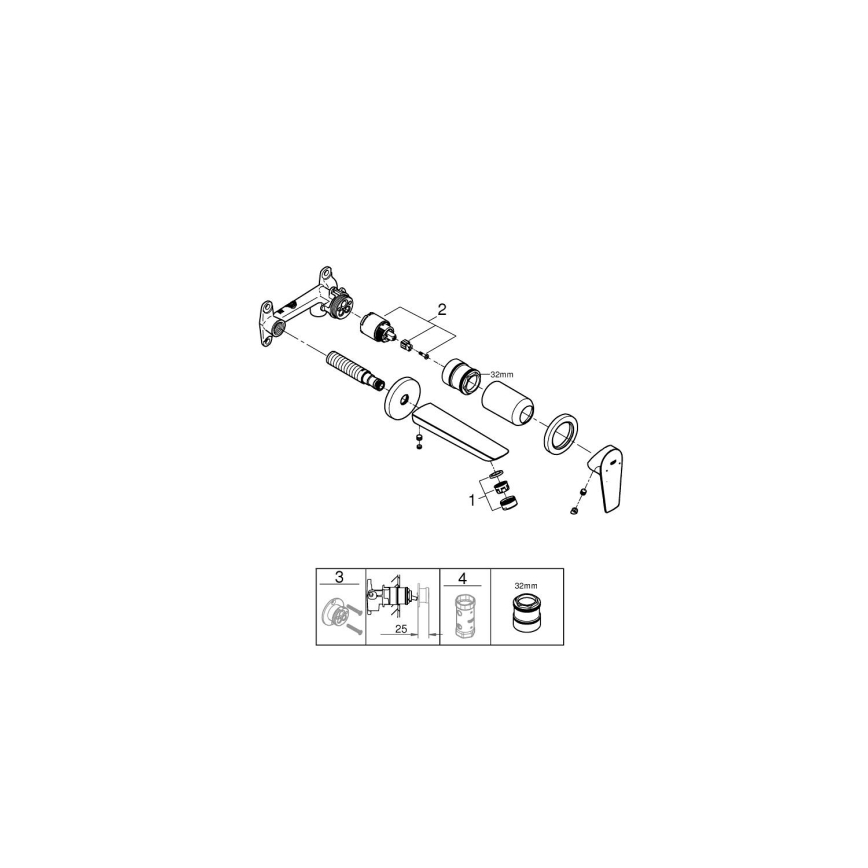 GROHE 20474001 - Mitigeur de lavabo pour installation encastrée 177 mm, chrome brillant