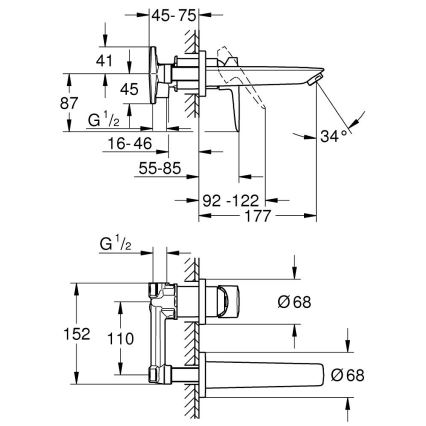 GROHE 20474001 - Mitigeur de lavabo pour installation encastrée 177 mm, chrome brillant