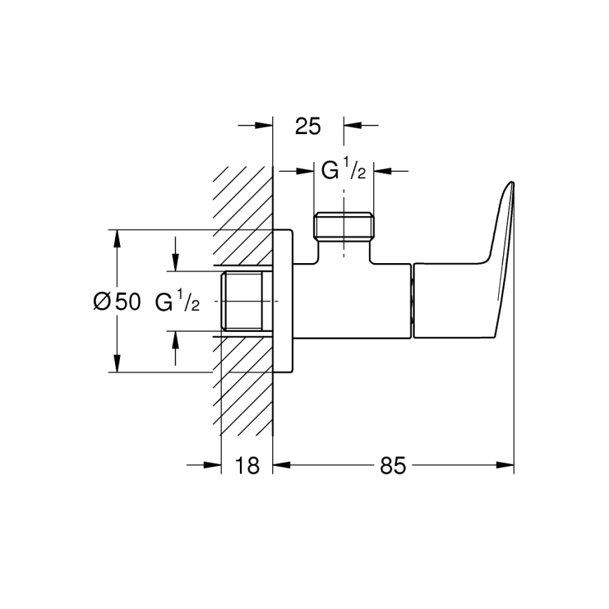 GROHE 22009001 - Robinet d'arrêt d'angle DN 15 chromé brillant