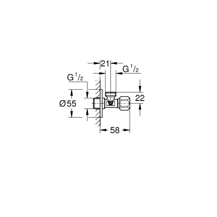 GROHE 22025000 - Robinet d'arrêt d'angle UNIVERSAL DN 15 chromé brillant