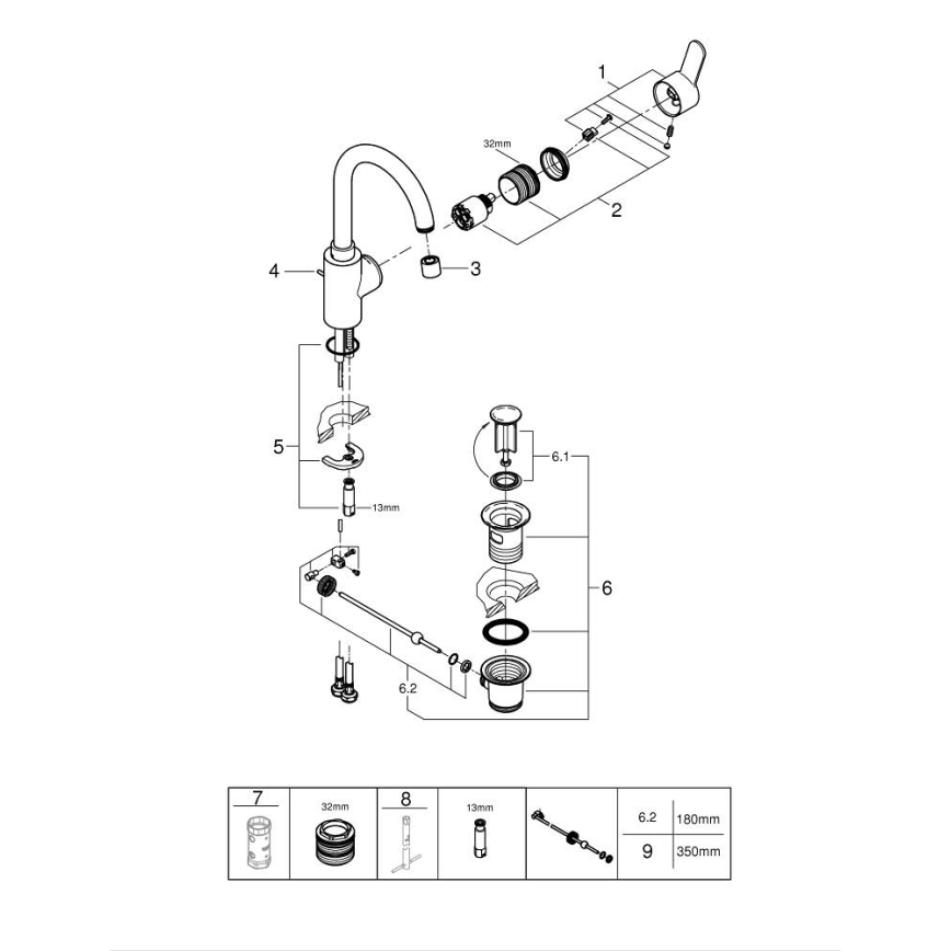GROHE 23043003 - Mitigeur pour lavabo EUROSTYLE COSMOPOLITAN, taille L, finition chromée