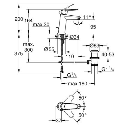 GROHE 23049002 - Mitigeur de lavabo EURODISC COSMOPOLITAN Taille S chromé