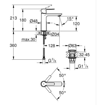 GROHE 23106AL1 - Mitigeur de lavabo LINEARE taille S graphite