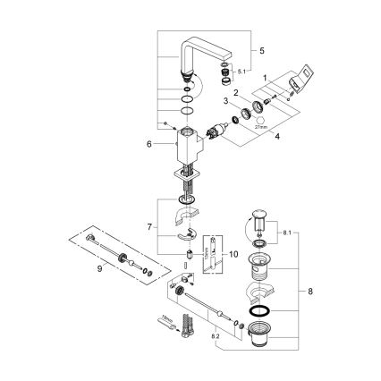 GROHE 2313500E - Mitigeur pour lavabo EUROCUBE Taille L Chrome brillant