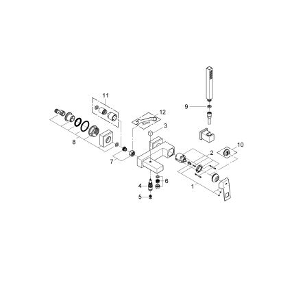 GROHE 23141000 - Ensemble pour baignoire avec mitigeur EUROCUBE DN 15, chrome brillant