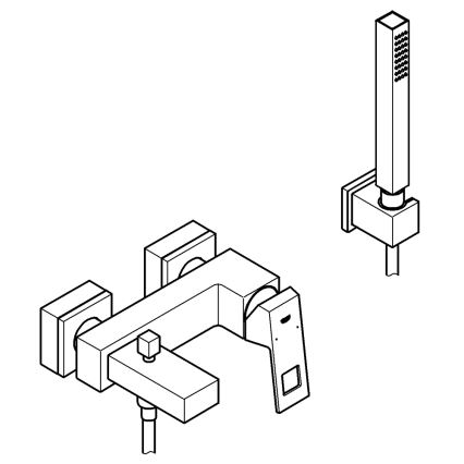 GROHE 23141000 - Ensemble pour baignoire avec mitigeur EUROCUBE DN 15, chrome brillant