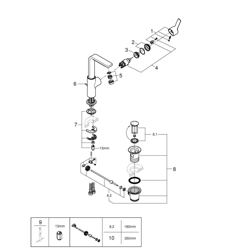 GROHE 23296001 - Mitigeur pour lavabo LINEARE taille L Chrome brillant