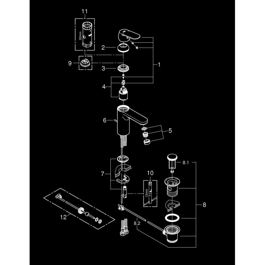 GROHE 23325000 - Mitigeur pour lavabo EUROSMART COSMOPOLITAN, taille M, chromé