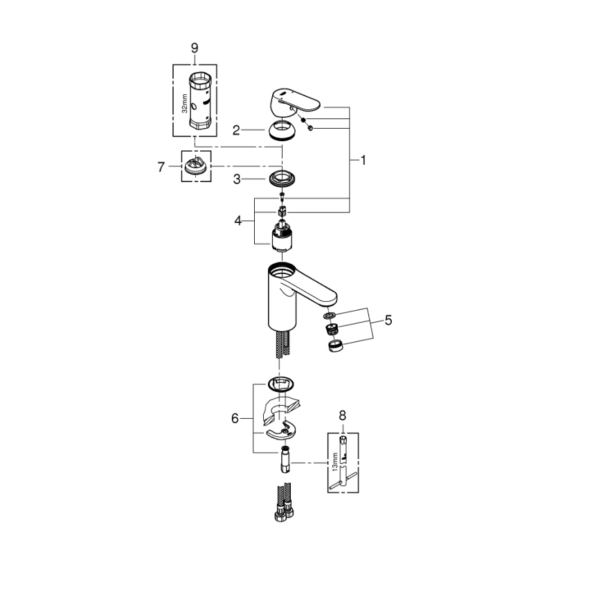 GROHE 23327000 - Mitigeur pour lavabo EUROSMART COSMOPOLITAN DN 15, taille M, chromé