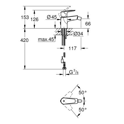 GROHE 23332001 - Mitigeur pour bidet BAUEDGE, taille S, chrome brillant