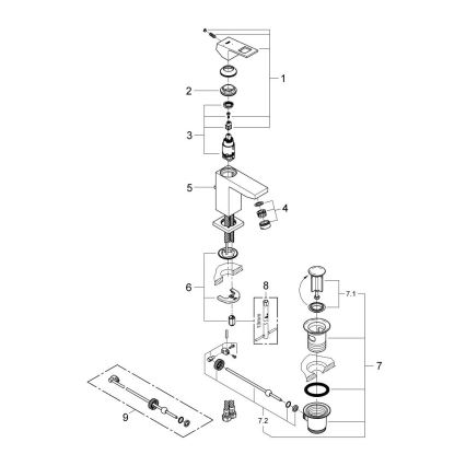 GROHE 2339000E - Mitigeur pour lavabo EUROCUBE DN 15, chrome poli