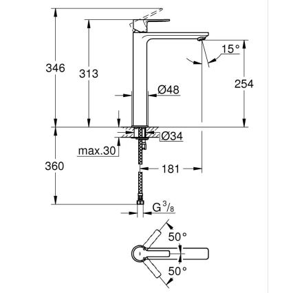 GROHE 23405AL1 - Mitigeur pour lavabo LINEARE Taille XL, finition graphite