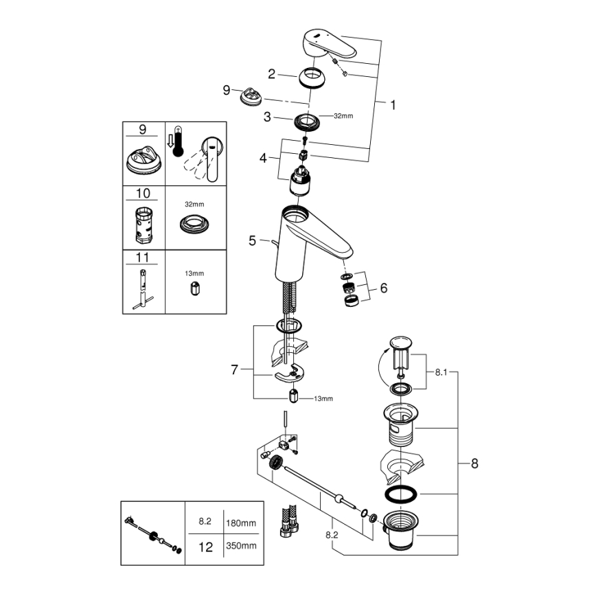 GROHE 23448002 - Mitigeur pour lavabo EURODISC COSMOPOLITAN, taille M, chrome