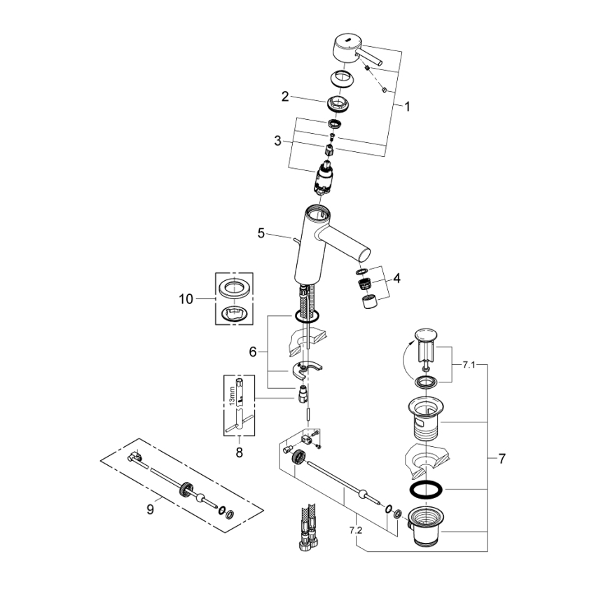 GROHE 23450001 - Mitigeur pour lavabo CONCETTO M chromé brillant