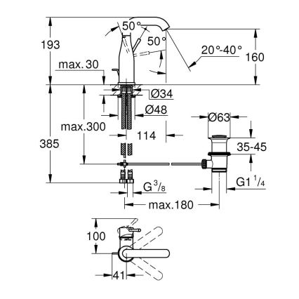 GROHE 23462AL1 - Mitigeur pour lavabo ESSENCE Taille M finition graphite