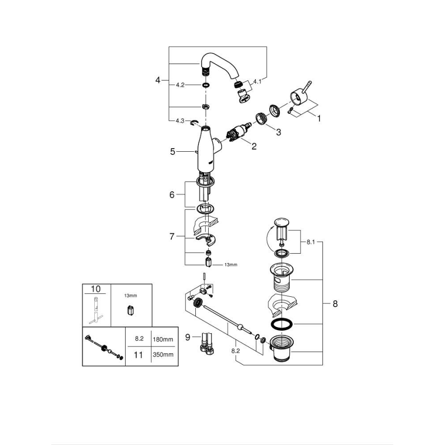 GROHE 23462DC1 - Mitigeur de lavabo ESSENCE, taille M, inox