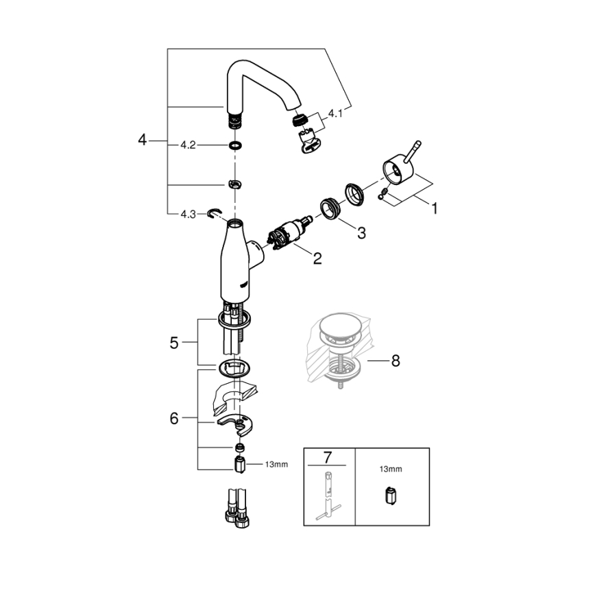 GROHE 23541001 - Mitigeur de lavabo ESSENCE DN 15 chrome brillant