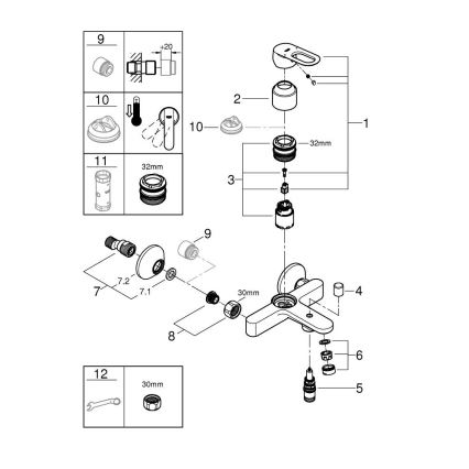 GROHE 23603000 - Mitigeur de baignoire BAULOOP DN 15 chromé brillant