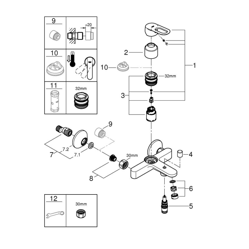 GROHE 23603000 - Mitigeur de baignoire BAULOOP DN 15 chromé brillant