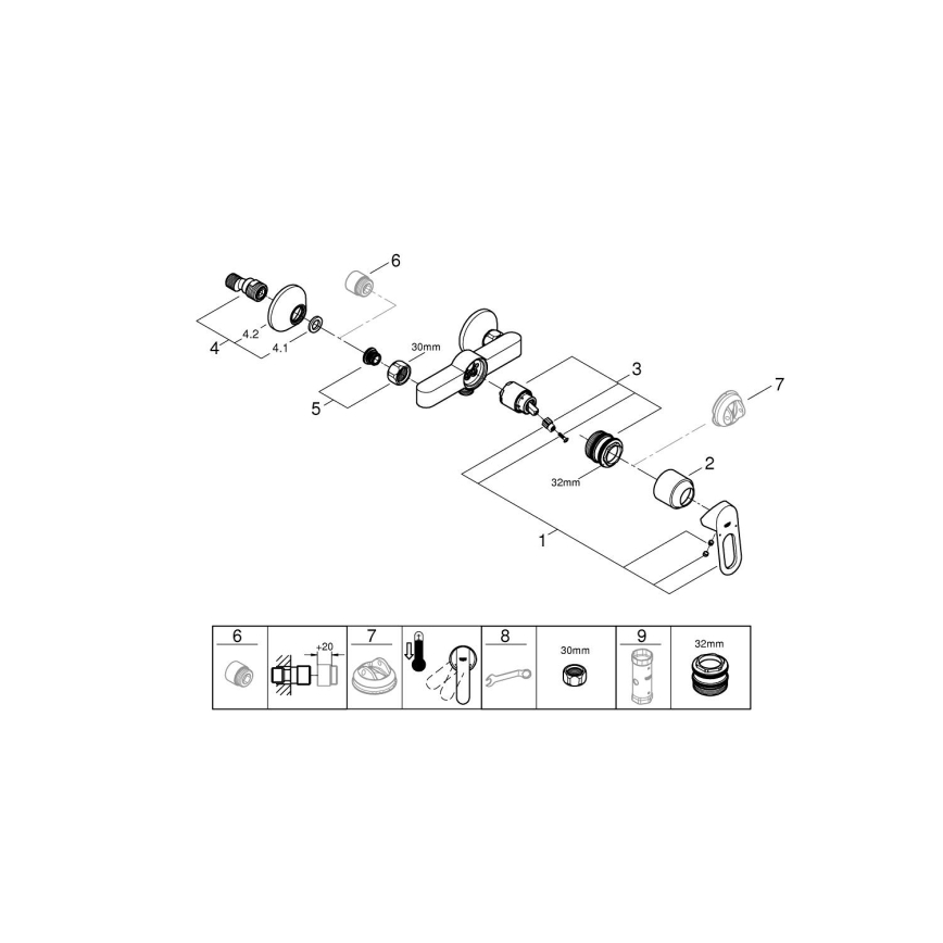 GROHE 23634000 - Mitigeur de douche BAULOOP DN 15 chrome brillant